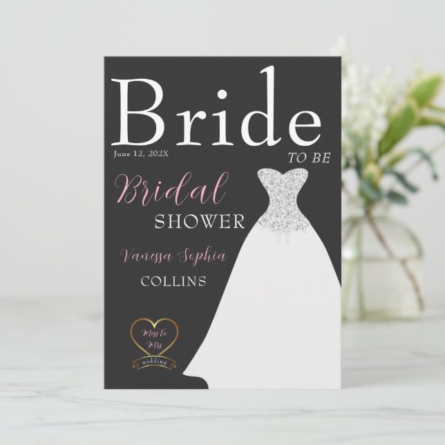 Invitación Portada de la revista moda Bridal Shower (Anverso de pie)