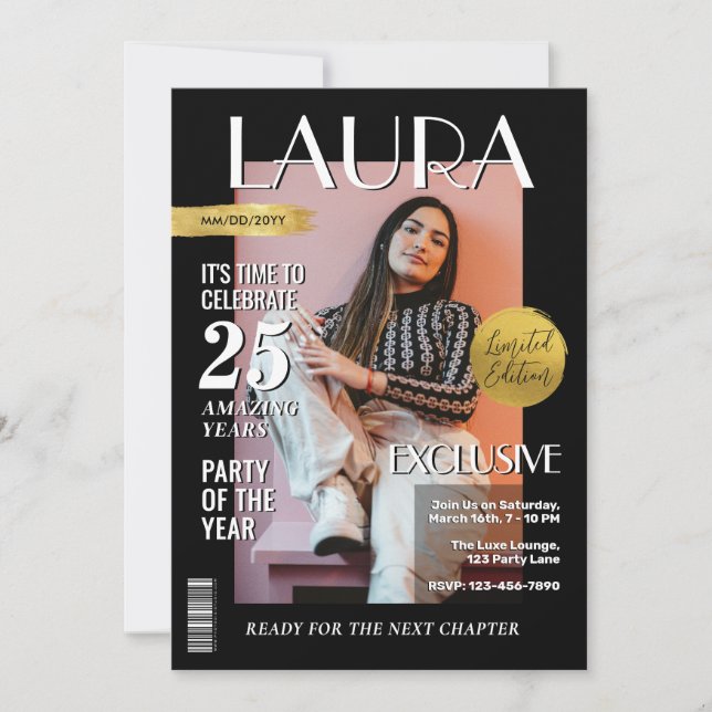 Invitación Portada de la revista Personalizado de cumpleaños  (Anverso)