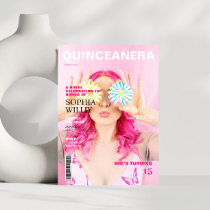 Invitación Portada de la revista Pink Photo Quinceanera