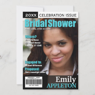 Invitación Portada de la revista Turquoise Bridal Shower Invi