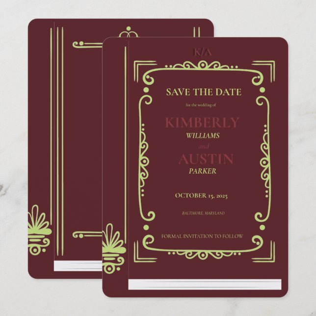 Invitación Portada de libro antiguo | Tema de libro para fech (Anverso / Reverso)