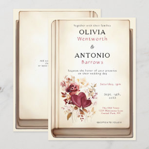 Invitación Portada de libros de época Elegante Boda romántico