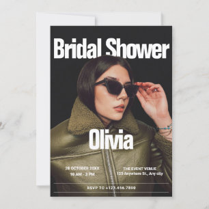 Invitación Portada de moda revista de fotografía ducha de nov