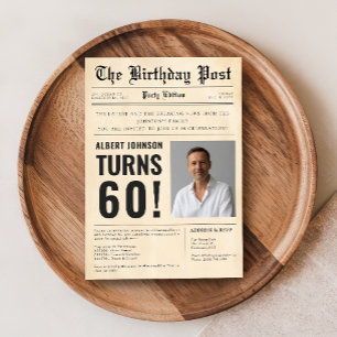 Invitación Portada de periódico de cumpleaños número 60 perso