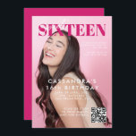 Invitación Portada de revista adolescente Código QR Dulce Die<br><div class="desc">Cubierta de revista adolescente Código QR Dulce Invitación de cumpleaños</div>