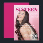 Invitación Portada de revista adolescente Código QR Dulce Die<br><div class="desc">Cubierta de revista adolescente Código QR Dulce Invitación de cumpleaños</div>
