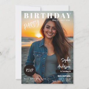 Invitación Portada de revista adolescente Cumpleaños