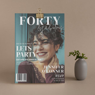 Invitación Portada de revista de moda | 40.º Fiesta de cumple