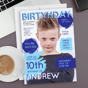 Invitación Portada de revista divertida y genial para chicos 