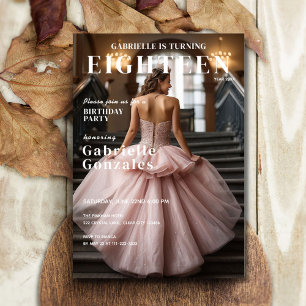 Invitación Portada de revista elegante inspirada para 18 cump