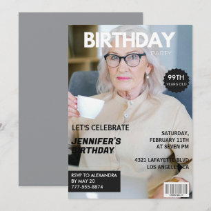 Invitación Portada de revista elegante para su cumpleaños núm