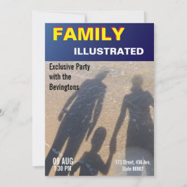 Invitación Portada de revista falsa de fiesta de playa famili