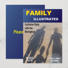 Invitación Portada de revista falsa de fiesta de playa famili