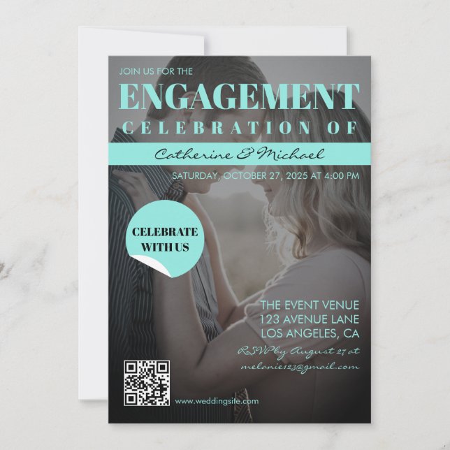 Invitación Portada de Revista Foto Oscura de Moda (Anverso)