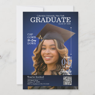 Invitación Portada de Revista Graduación Gorra Hacia Abajo Az