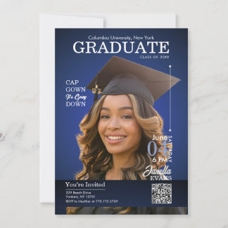 Invitación Portada de Revista Graduación Gorra Hacia Abajo Az