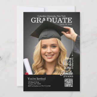 Invitación Portada de Revista Graduación Negro