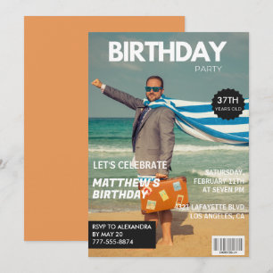 Invitación Portada de revista moderna para él cumpleaños 37