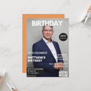 Invitación Portada de revista moderna para él cumpleaños 58