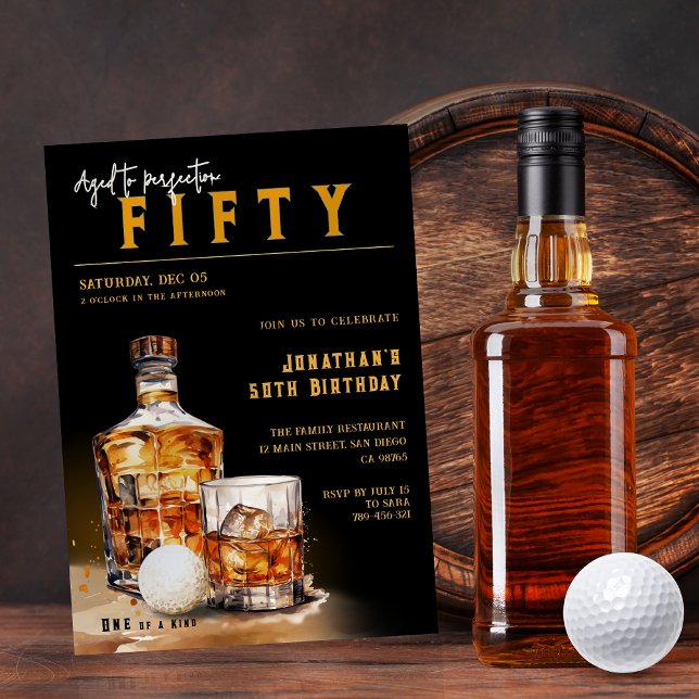 Invitación Portada del cumpleaños de la revista Whiskey & Gol (Whiskey & Golf Magazine Cover Birthday Party Invitation)