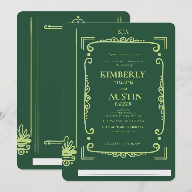 Invitación Portada del libro de cosecha | Boda del tema del l (Anverso / Reverso)