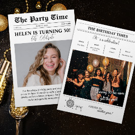 Invitación Portada del periódico Birday Retro