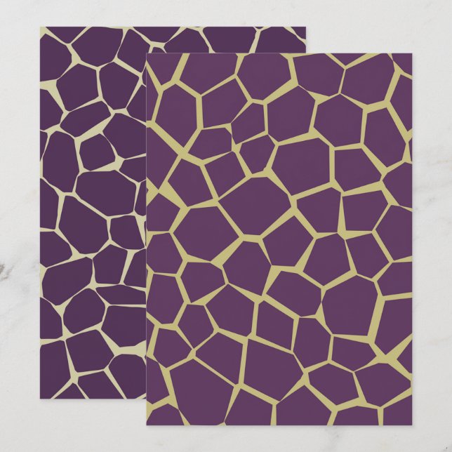 Invitación Portada impresa de guijarros de oro y púrpura impr (Anverso / Reverso)