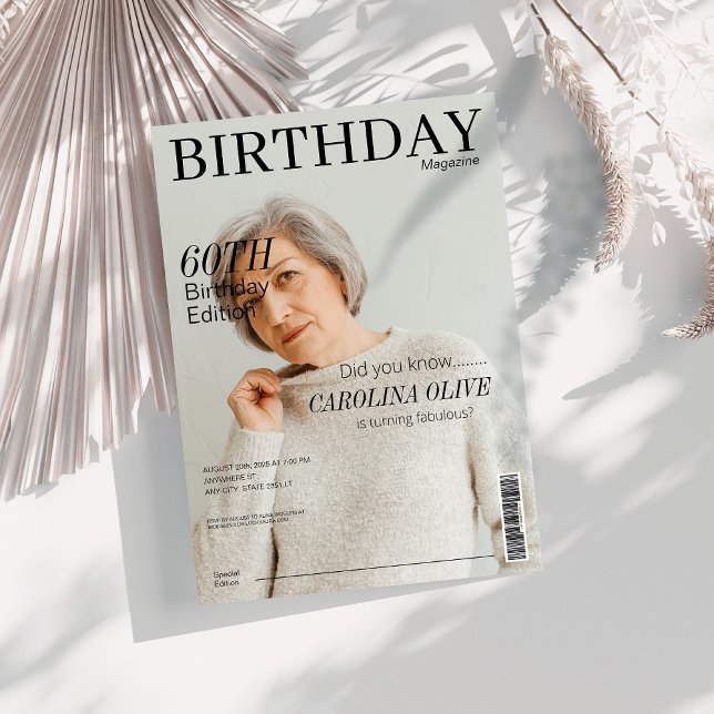 Invitación Portada única de la revista 60th Birthday party (Subido por el creador)