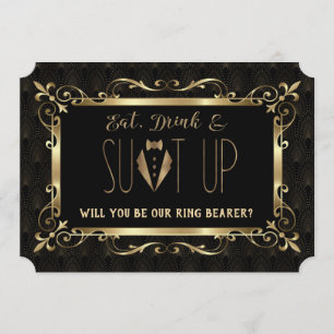 Invitación Portador de anillo de oro Art Déco de los años 20 