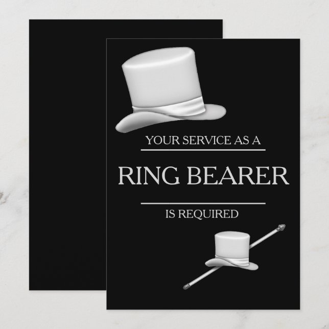Invitación Portador De Sombrero De Plata Plata Elegante (Anverso / Reverso)