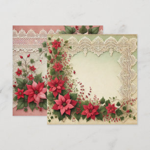 Invitación Portafolio de marco de poinsettia de encaje de vin