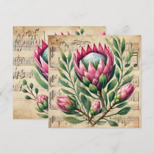 Invitación Portafolio de protección verde y rosa vintage impr