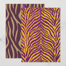 Invitación Portafolios de tigres de color morado y dorado