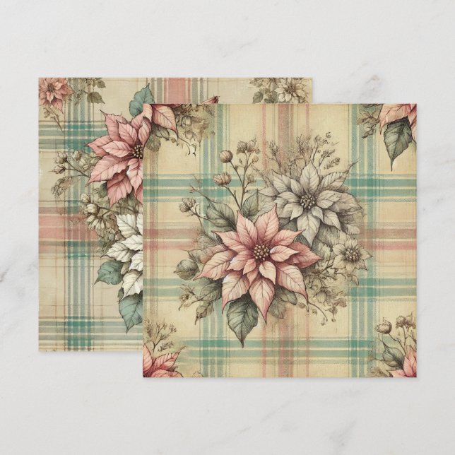 Invitación Portafolios Imprimibles de Shabby Chic Plaid (Anverso / Reverso)