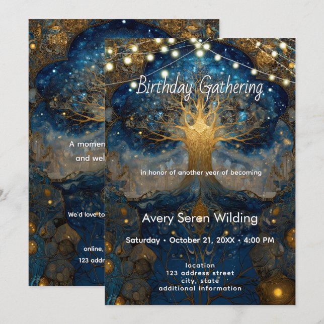 Invitación Portal Celestial | Árbol de la Vida (Anverso / Reverso)