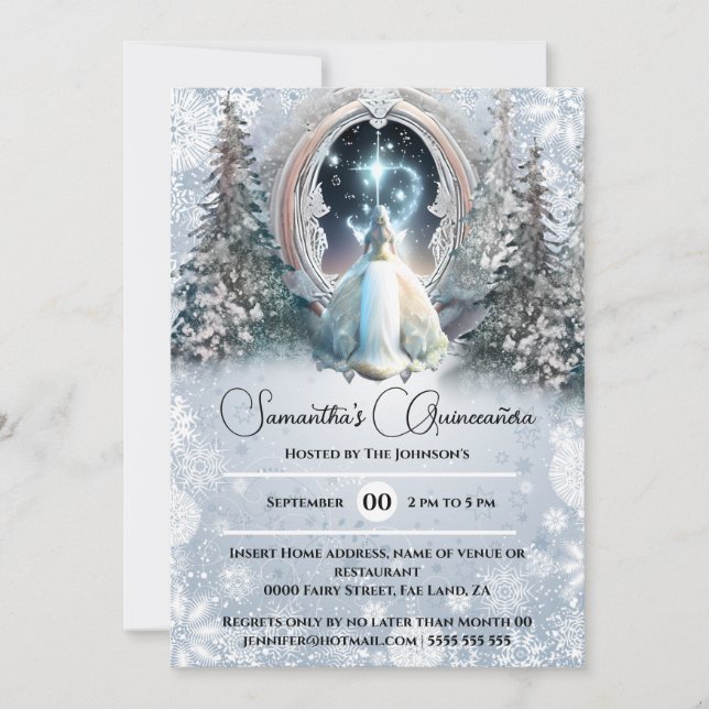Invitación Portal de nieve encantado de princesa de cuento de (Anverso)