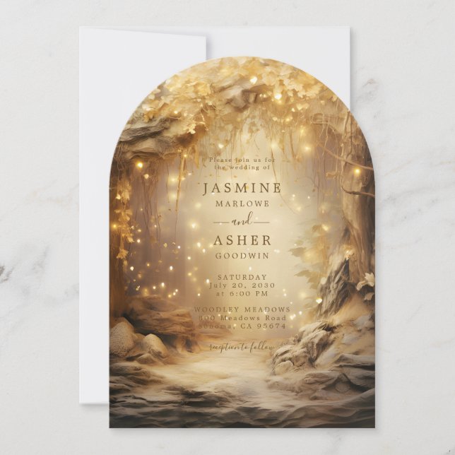 Invitación Portal Forestal Encantado Boda Eéret Gold (Anverso)
