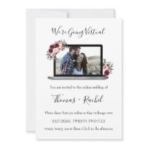 portátil boda virtual follaje de flor burgundy