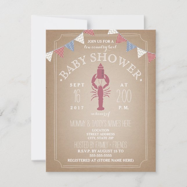 Invitación Portátil de baja temperatura de campo Baby Shower  (Anverso)