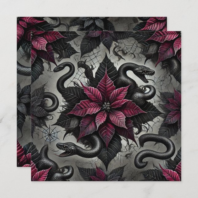 Invitación Portátil de florecientes de poinsettia venenosa im (Anverso / Reverso)