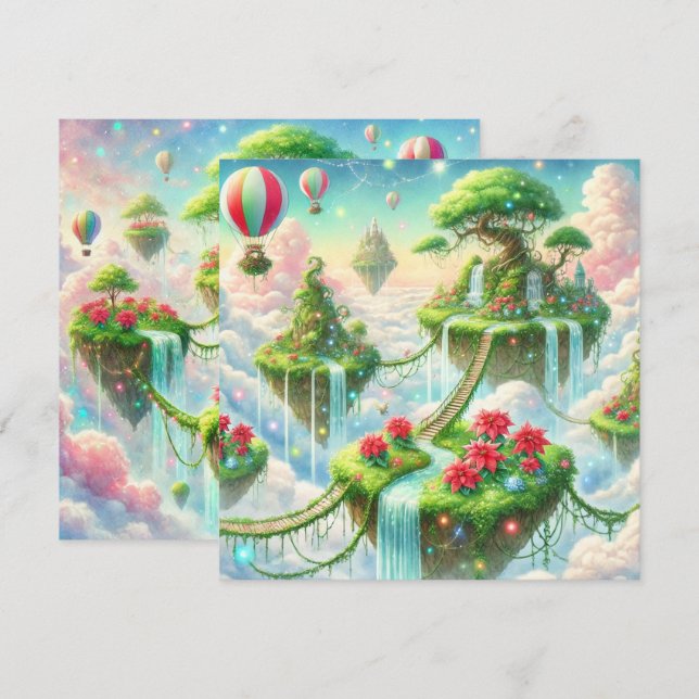 Invitación Portátil de Islas y Poinsettia para impresiones (Anverso / Reverso)