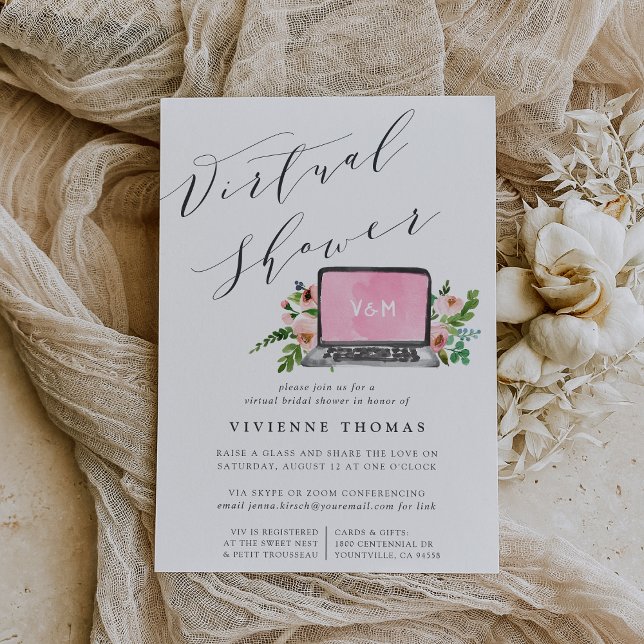 Invitación Portátil Floral Ducha virtual de novias (Subido por el creador)