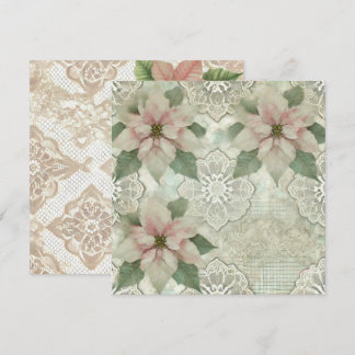 Invitación Portátil Imprimible Shabby Chic Poinsettia y Lace