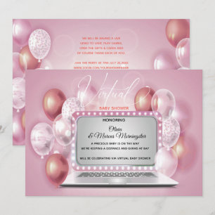 Invitación Portátil rosa polvoriento virtual bebé ducha