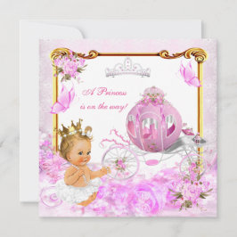 Invitación Porte de oro rosa Blonde Princess Baby Shower