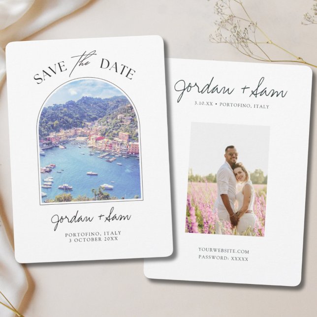 Invitación Portofino Italia Boda Salven la fecha (Portofino Save the Date)