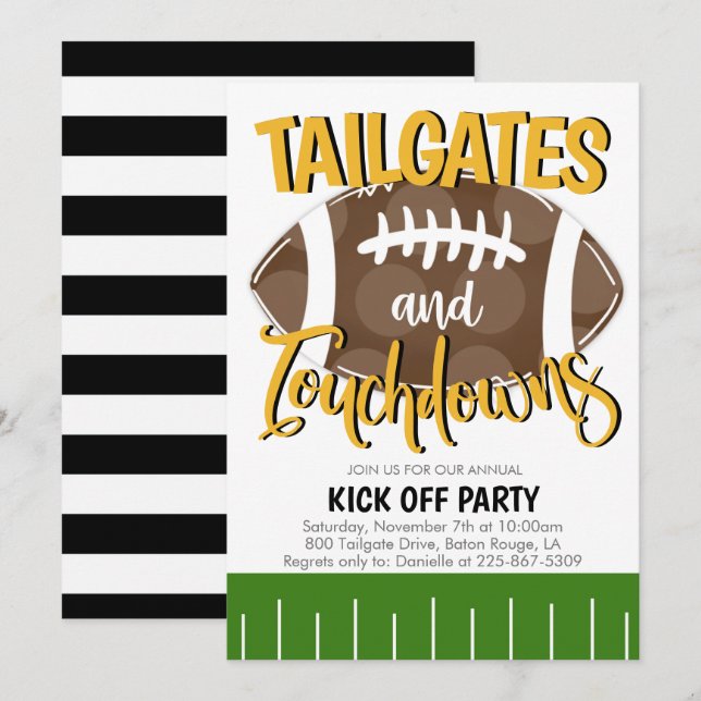 Invitación Portones traseros y touchdowns Fútbol Cualquier co (Anverso / Reverso)