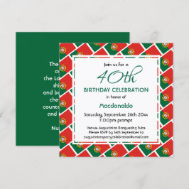 Invitación PORTUGAL FLAG Personalizado CUALQUIER EDAD Cumplea