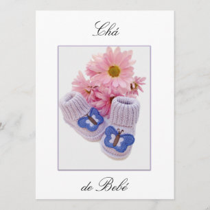 Invitación Portugués: Botinas: Convite Chá de Bebe