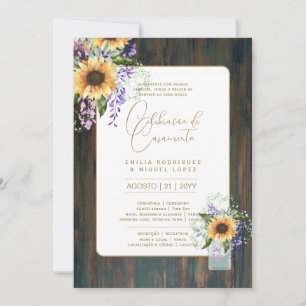 Invitación Portuguso Casamento Flores Folclóricas Rústica